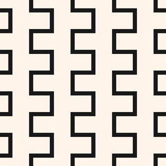 Vector geometric lines seamless pattern. Simple monochrome texture with jagged stripes, snake lines, zigzag. Abstract modern geometry. Black and white graphic background. Stylish repeat geo design