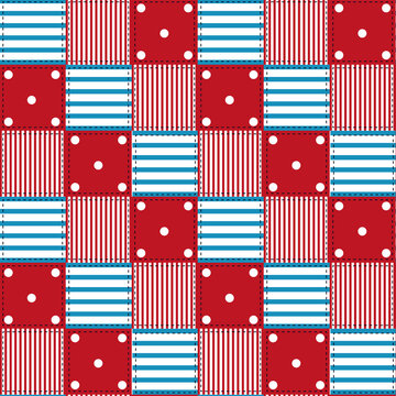 Seamless pattern with stripes and polka dots