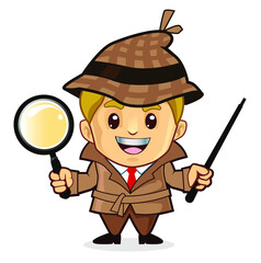 detective kids mascot cartoon in vector