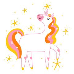 Obraz premium Magic unicorn character, vector illustration