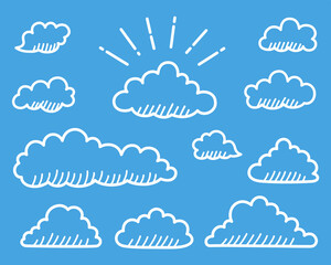 かわいい雲　手描き風