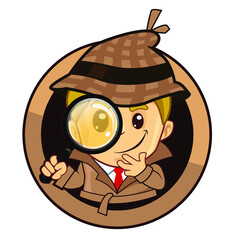 detective kids mascot cartoon in vector