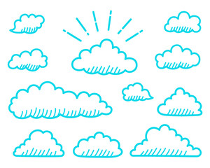 かわいい雲　手描き風