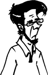 vector illustration of funny smart man professor in glasses and shirt