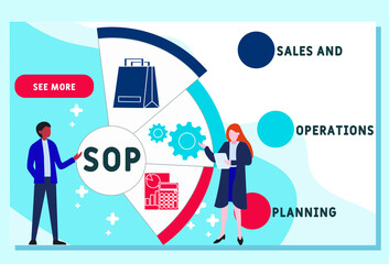 Vector website design template . SOP - Sales and Operations Planning  business concept background. illustration for website banner, marketing materials, business presentation