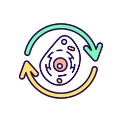 Cellular regeneration RGB color icon. Cell repair. Tissue reproduction. Microbiology research. Biotechnology development. Biology and science. Embryo stem. Isolated vector illustration