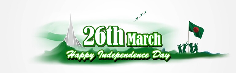 Vector illustration for Bangladesh happy independence day, national day, soldiers, flag hoisting, pigeon, mountain on abstract background with patriotic color theme.
