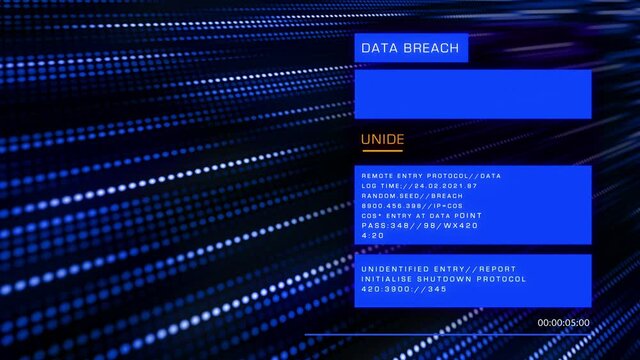 Data Breach Looping Animation. Cyber security warning of hacking attempt.