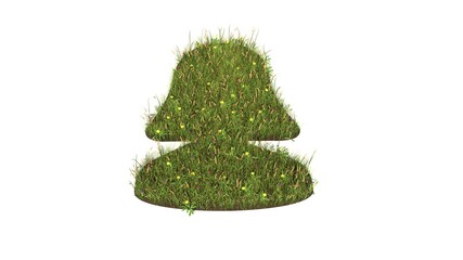 3d rendered grass field of symbol of user isolated on white background