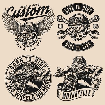 Custom motorcycle vintage monochrome prints