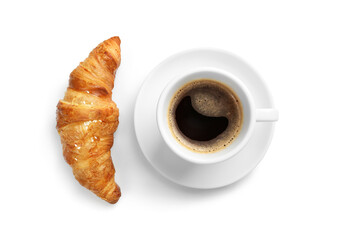 Delicious breakfast with fresh croissants