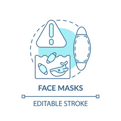 Face masks concept icon. Top environmental challenges idea thin line illustration. Protective equipment. Impact on environment. Vector isolated outline RGB color drawing. Editable stroke