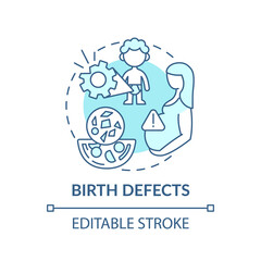 Birth defects concept icon. Microplastics health effects idea thin line illustration. Harmful effect on human body. Vector isolated outline RGB color drawing. Editable stroke