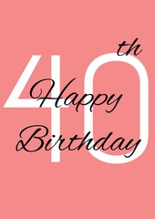 Digitally generated image of happy 40th birthday text against orange background