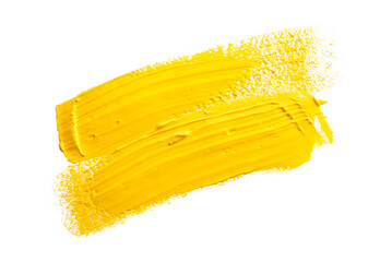 Yellow paint splatter isolated on white background