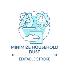 Fototapeta premium Minimize household dust concept icon. Avoiding microplastics tips idea thin line illustration. Keeping your home clean. Vector isolated outline RGB color drawing. Editable stroke