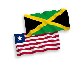 Flags of Liberia and Jamaica on a white background
