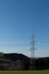 Strommasten vor Wald
