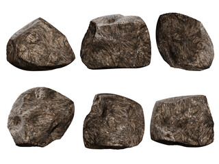 rock isolated on white background.3d rendering illustration.