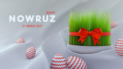 Happy Nowruz 21 march 2021 background - 3d rendering
