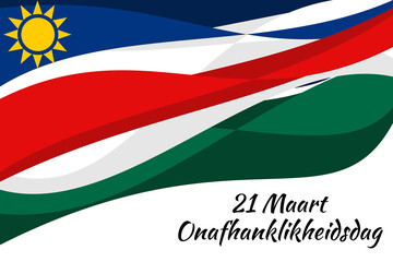 Translation: March 21, Independence Day. Independence Day of Namibia vector illustration. Suitable for greeting card, poster and banner.