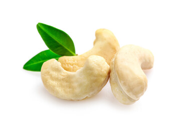 Tasty raw cashew nuts isolated on white
