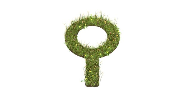 3d rendered grass field of symbol of neuter isolated on white background