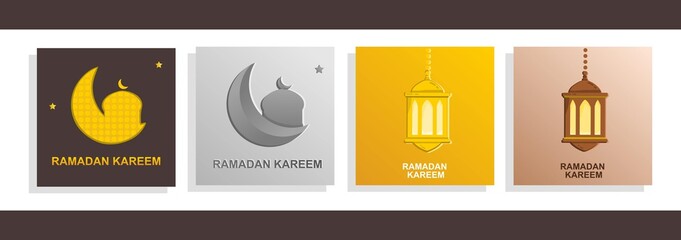 Illustration of gold and brown Ramadan Kareem banner with Islamic ornament, for advertisement and background