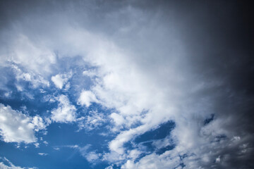 Blue sky with white clouds, weather concept