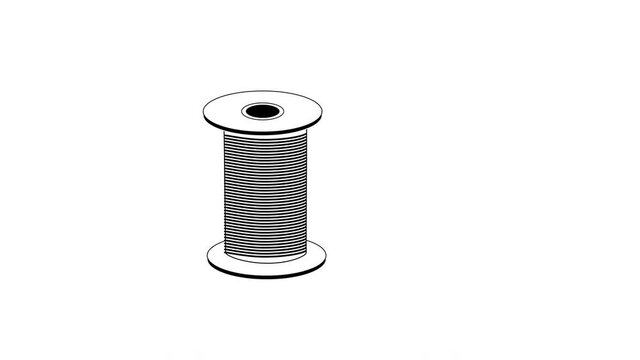 Self drawing animation of sewing spool, needle. Concept of sewing.