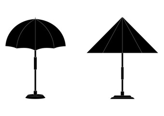 Beach or pool umbrella glyph icons. Black color illustration. Symbol of summer. The symbol of a holiday by the sea. Vector