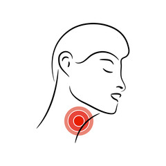 Sore Throat vector illustration. Feeling pain in throat. Logo design