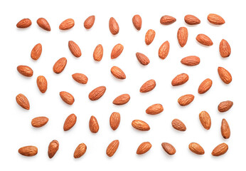 Almond nuts pattern isolated on white