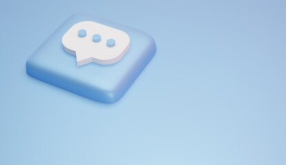 Comment icons and logo minimal 3d background rendering, social network sign, Premium Photo