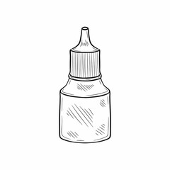 Cute hand drawn medical bottle for mixture or vitamins or other. Vector illustration 