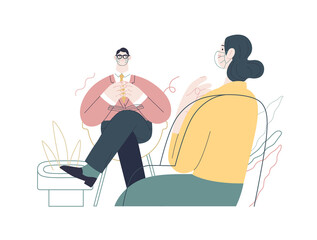 Medical tests illustration - psychological support. Flat vector