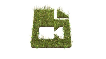 3d rendered grass field of symbol of file video isolated on white background