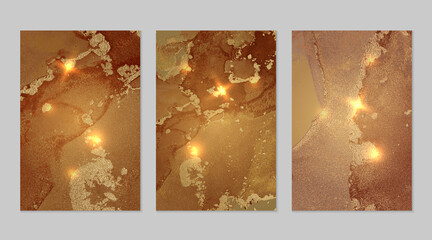 Marble set of dark orange and gold backgrounds with texture