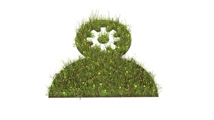 3d rendered grass field of symbol of employee isolated on white background