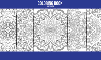 Coloring book Interior mandala for interior. Relaxation adult coloring book