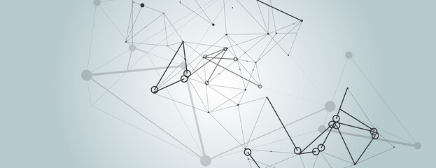 Modern abstract pattern with molecules connect on light background. Network connection structure. Light connection structure. Molecular structure. Vector pattern. Design element