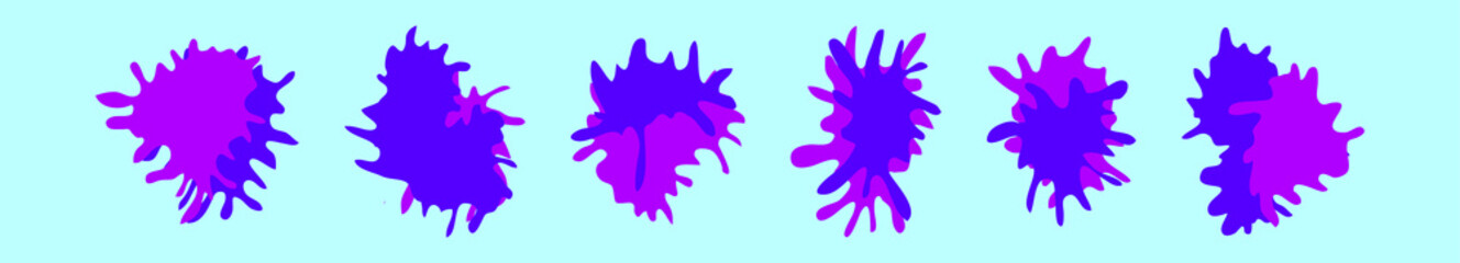 set of paint splash cartoon design template with various models. vector illustration isolated on blue background