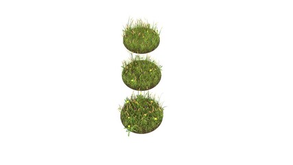 3d rendered grass field of symbol of ellipsis vertical isolated on white background