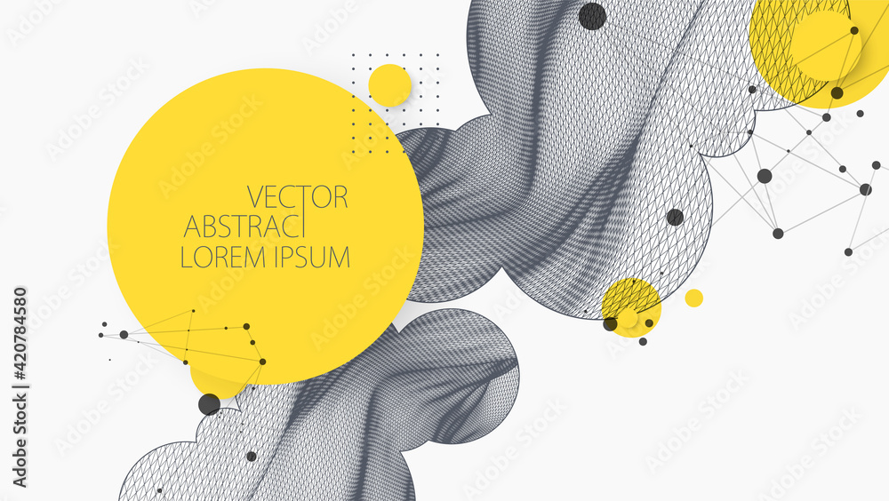 Poster modern science or technology abstract background. wireframe spot surface illustration. vector.