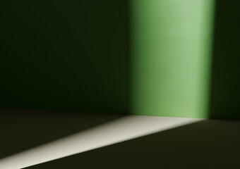 Thin stripe of light illuminating horizontally divided background. White and green.
