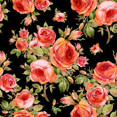  Seamless pattern of beautiful bouquets of roses