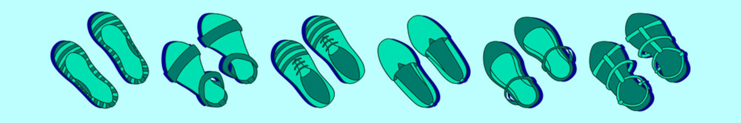 set of ruby slippers cartoon icon design template with various models. vector illustration isolated on blue background