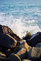 Stony sea coast of Bulgaria sun, sea, beach