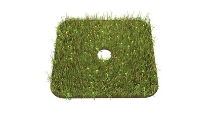 3d rendered grass field of symbol of dice one isolated on white background