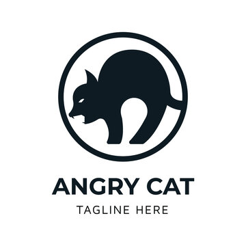Cat Scream. Angry Cat logo design. Animal logo for company and website